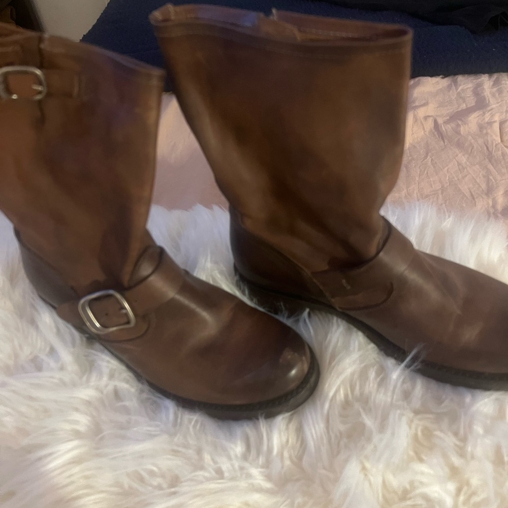 Frye Brown Ankle Booties with Buckle